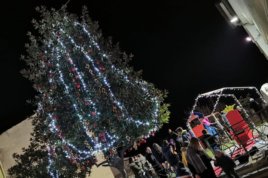 Grandi e piccini intorno all’albero della comunità