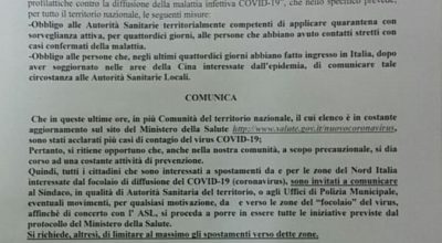 Avviso importante! Emergenza Coronavirus