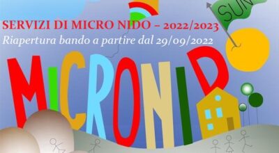 RIAPERTURA AMMISSIONE AI SERVIZI DI MICRO NIDO 2022/2023 – Avviso