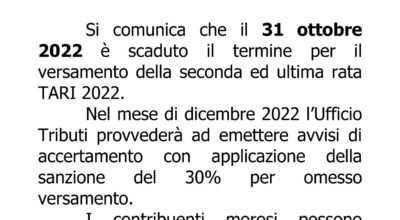 TARI 2022: AVVISO AI CONTRIBUENTI